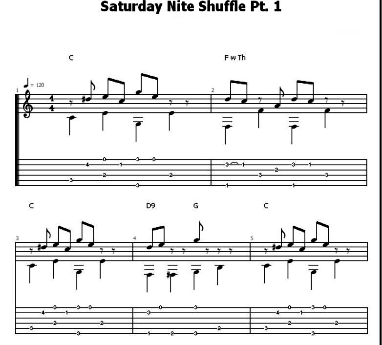 Sat Nite Shuffle Part 1 measures 1 to 5